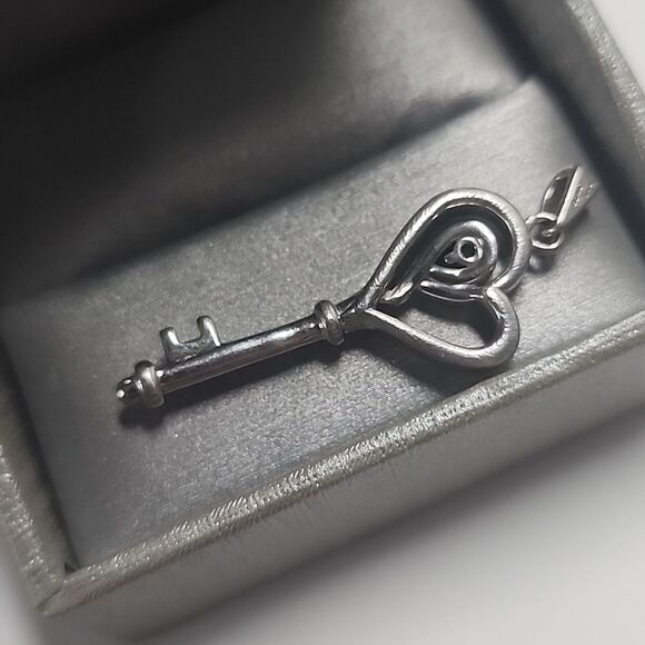 KAY Jewelers JWBR Sterling Silver 925 Diamond Accent Heart Skeleton Key Pendant - Picture 5 of 6